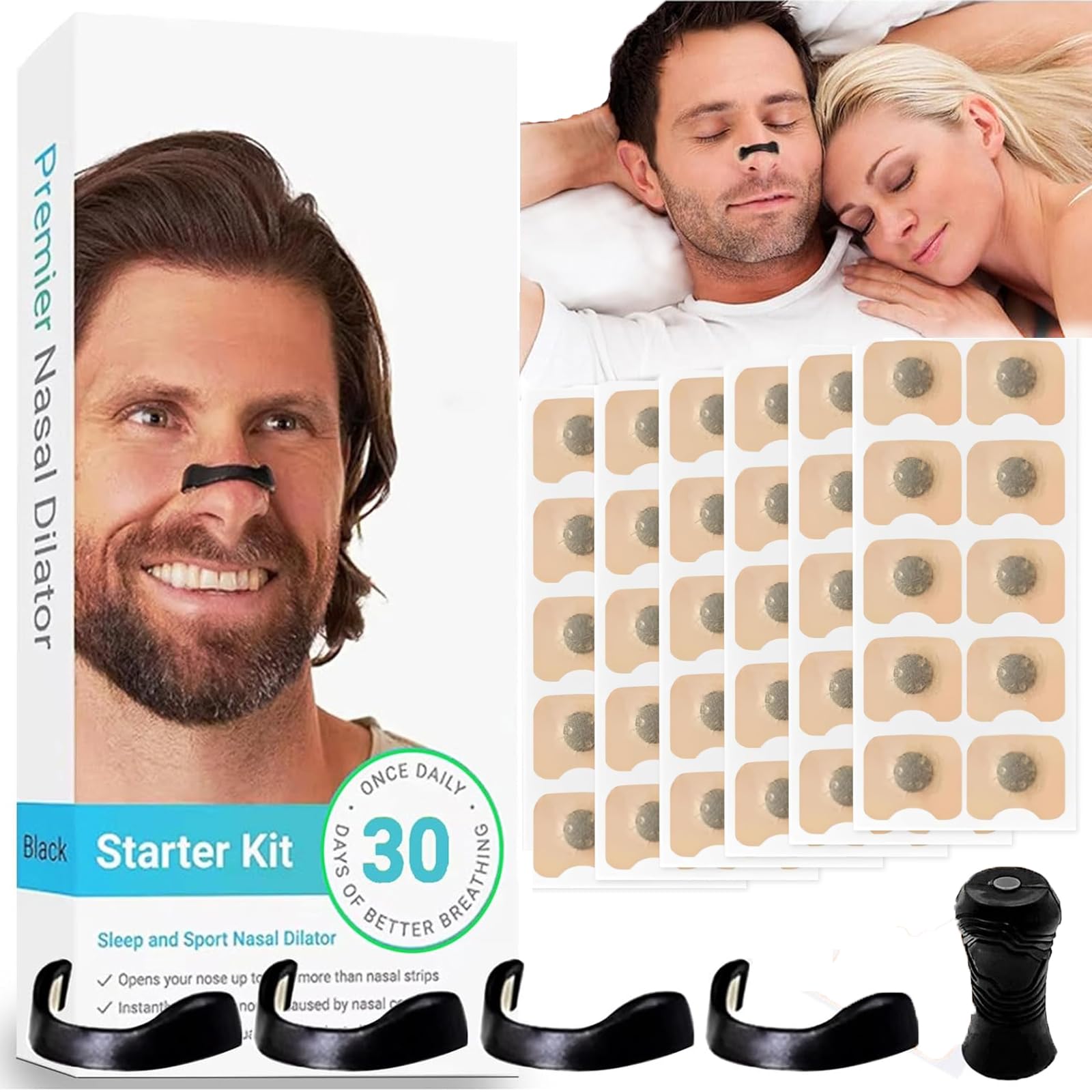 60Pcs Magnetic Nose Strips, Nose Magnet for Breathing, Anti Snoring Devices, Snoring Aids for Men, Reduce Snoring, Improve Sleep Quality(30Pairs)