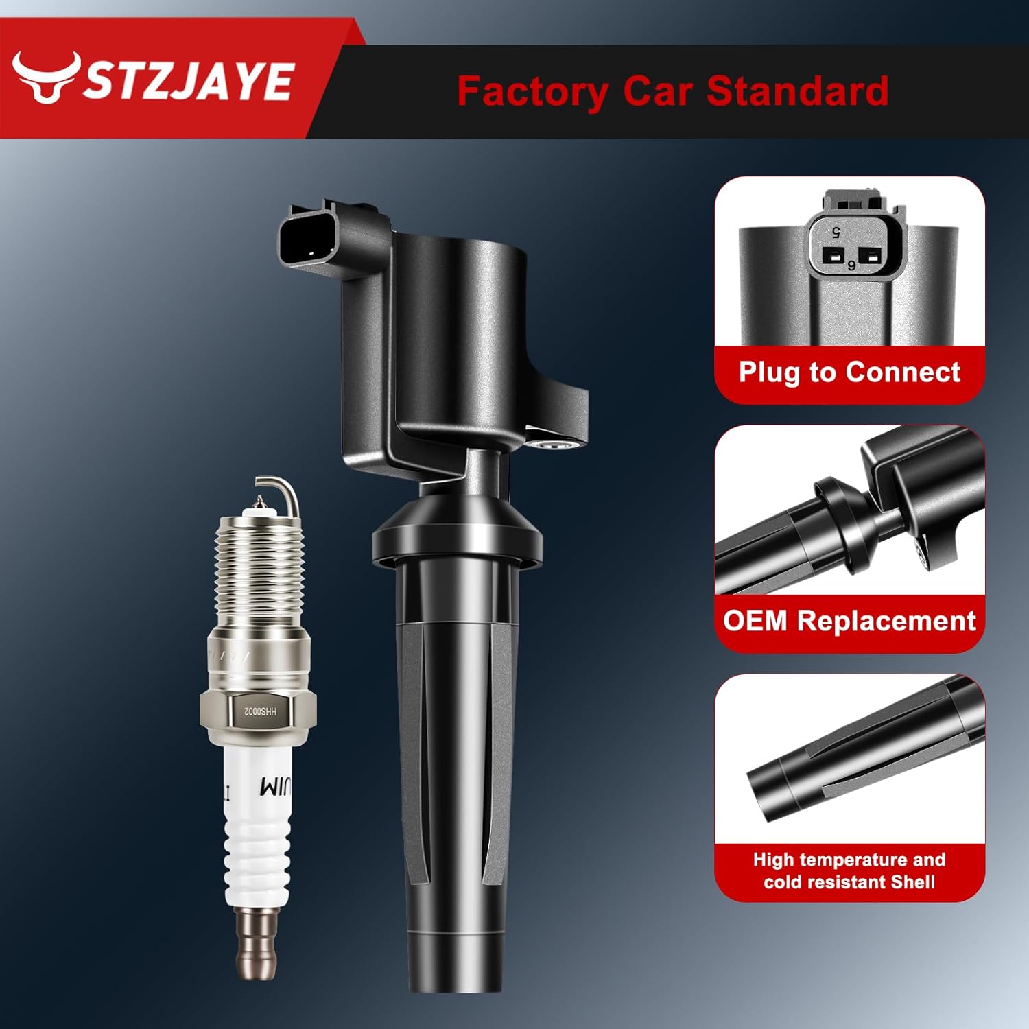 Ignition Coil Pack Set of 4 FD505 and Iridium Spark Plugs Compatible with Ford for Escape 2005-2008,for Focus 2005-2011, for Transit Connect for Mazda 3 2004-2005, for Mazda 6 for Tribute