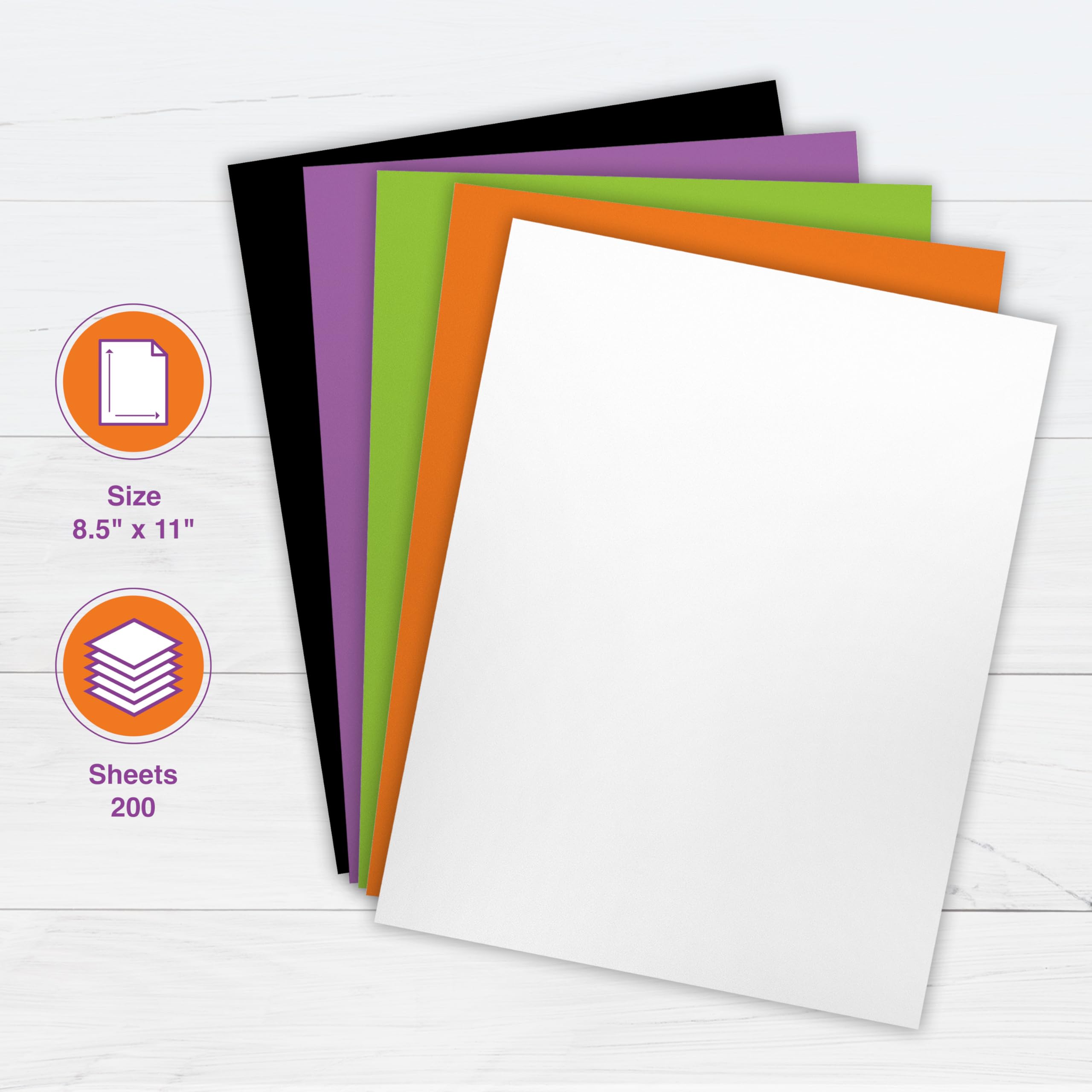 Printworks 00596 Lot de 200 feuilles de papier cartonné Halloween 6 couleurs assorties 21,6 x 27,9 cm