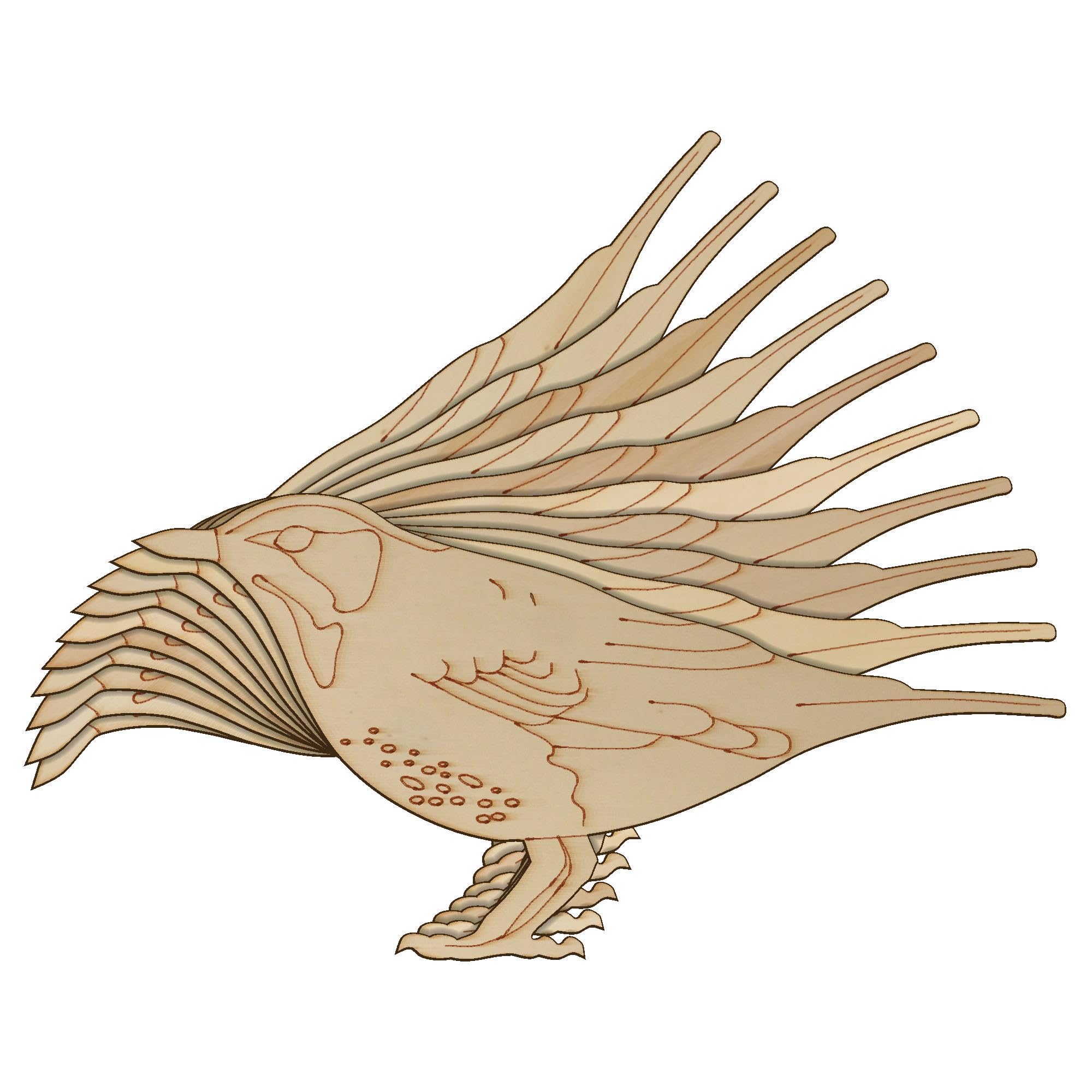 10x Wooden Thrush Bird Perched Craft Shape 3mm Ply British Wildlife(4 x 8cm,No Hole)