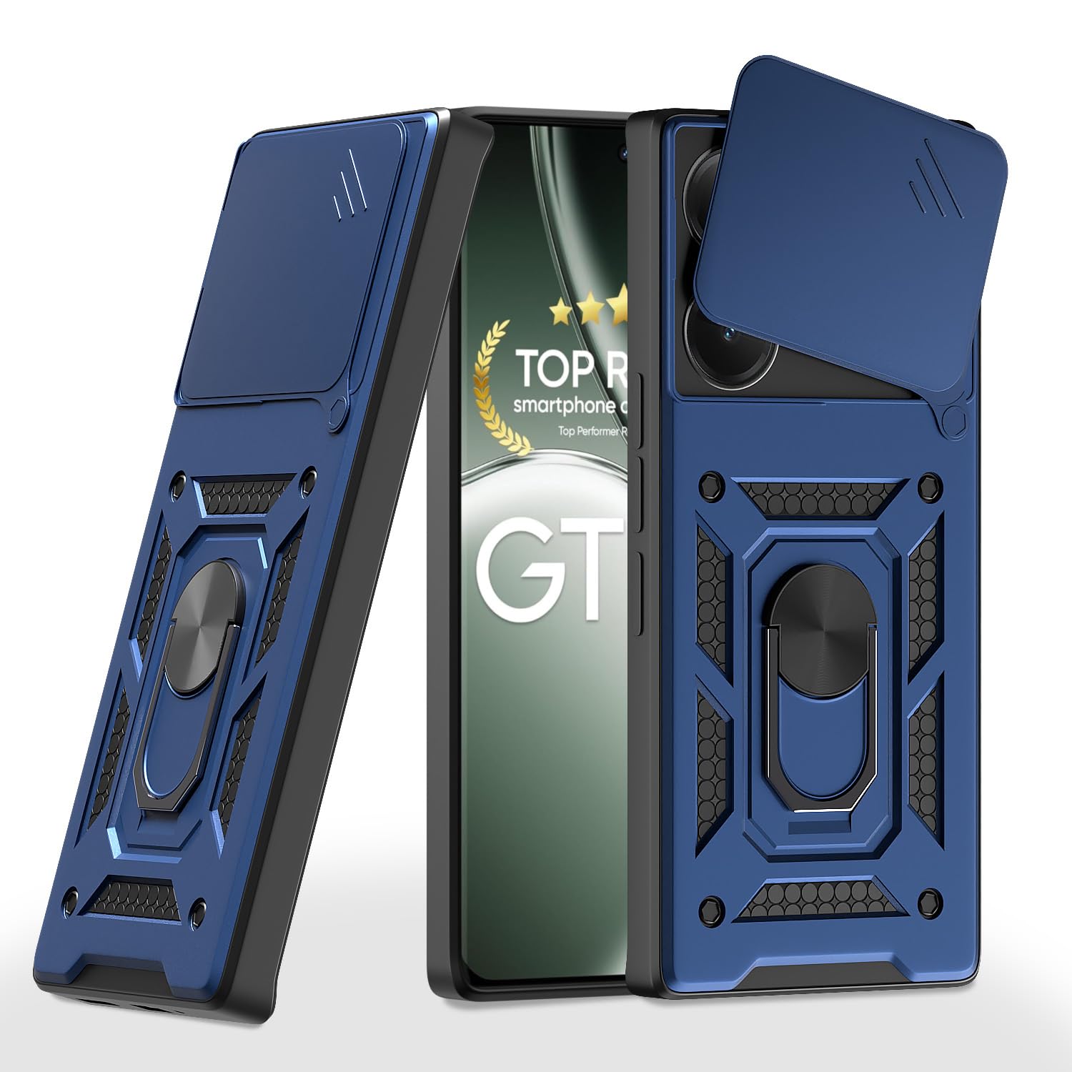 Pikkme D10 Tough Armor Bumper Case | 360 Protection Case | Sliding Camera Shield Cover & Ring Holder Stand Back Cover for Realme GT 6T 5G / GT Neo 6 SE 5G (Blue) (B0DC57J9QX) Amazon Price History, Amazon Price Tracker