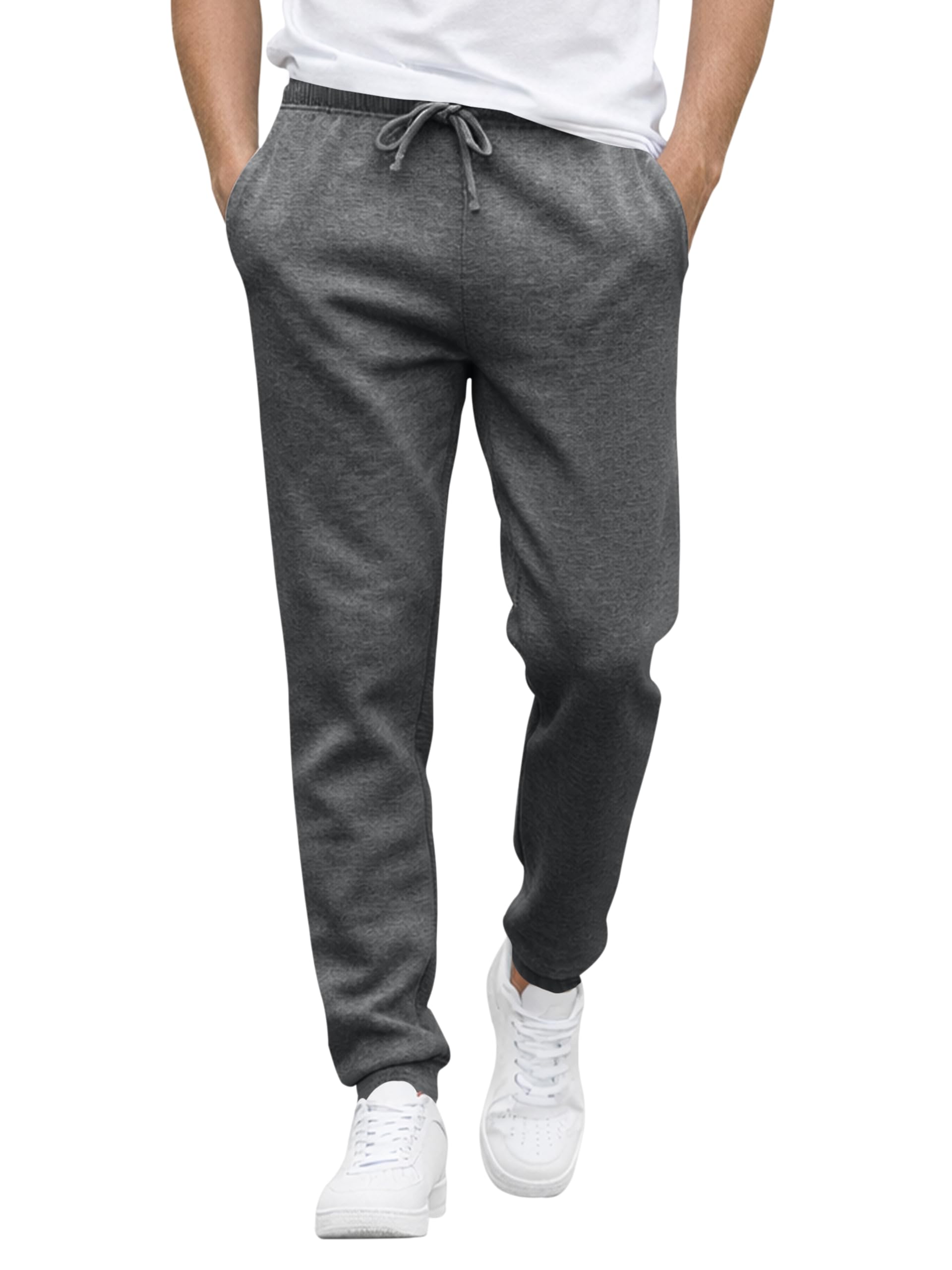 Love My Fashions® Men's Fleece Tracksuit Jogging Bottoms Slim Fit with Zip Pockets Jogger Sweatpants for Gym Workout Charcoal