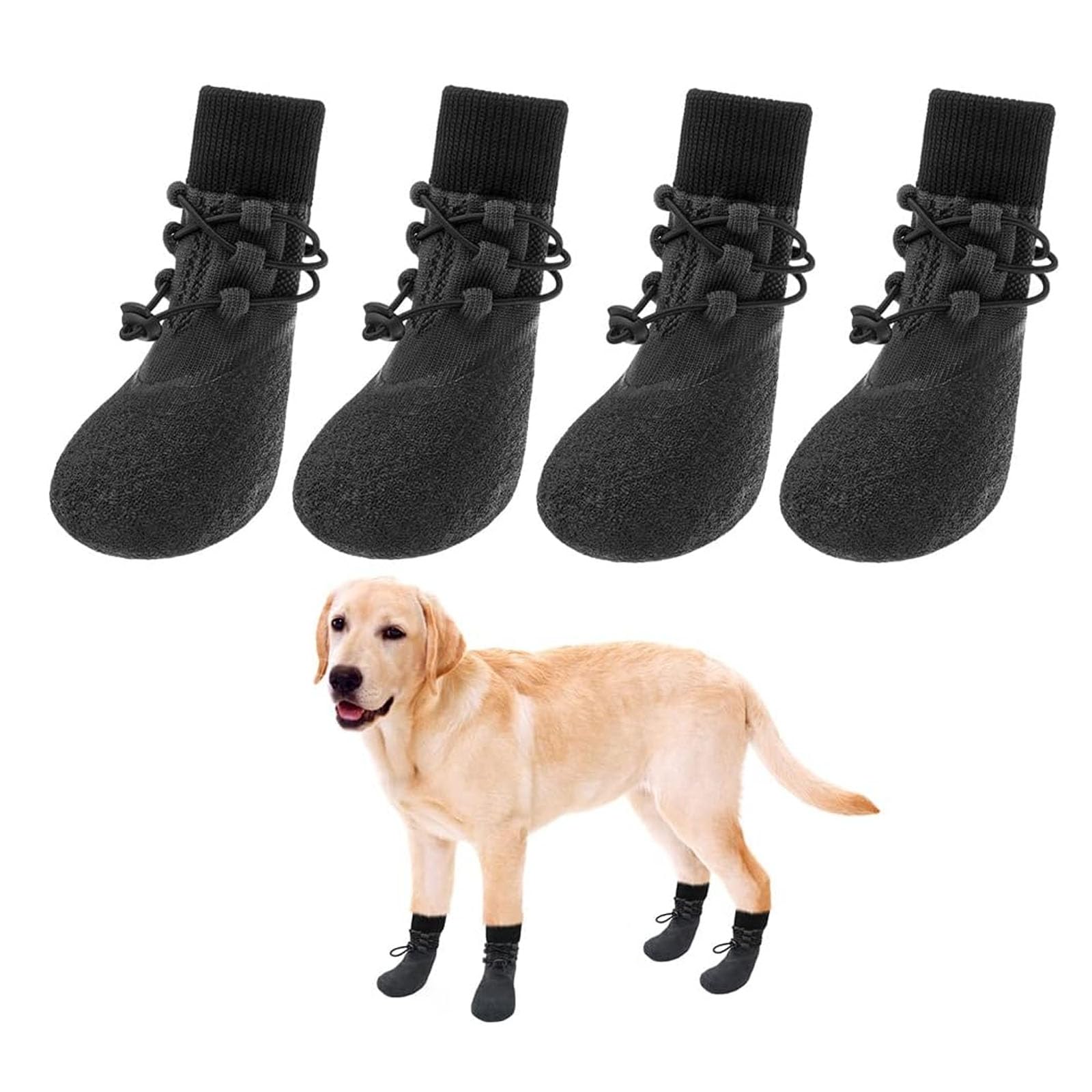 4 Paia di Calzini Antiscivolo per Cani, Calzini Regolabili con Lacci per Pavimenti in Legno, Calzini Impermeabili per Cani di Piccola, Media E Grande Taglia,L