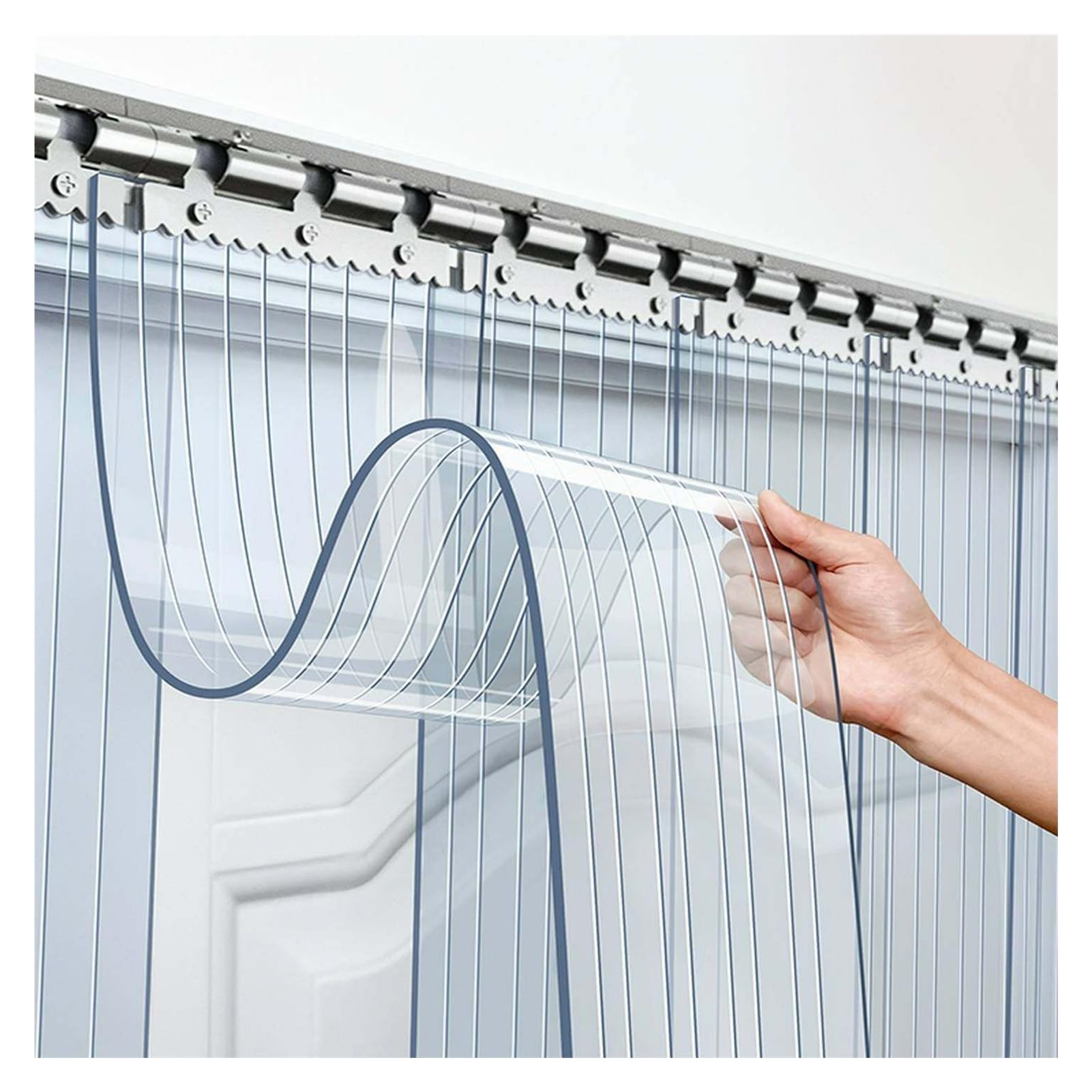 Rideau Porte Lanieres PVC Rideaux à Lamelles Résistant au Vent Lames Stores Verticaux Entrepôt, Cuisine(44.1" W x 90.6" L/112x230cm)