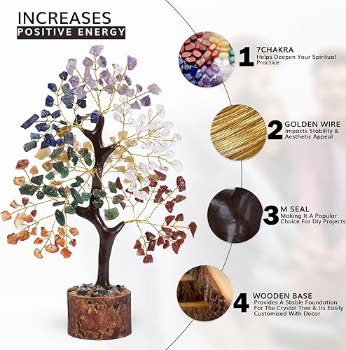 Miniatura 6 de NARIBABU Árbol de los siete chakras, árbol de la vida de cristal, decoración de Feng Shui, piedras de chakra, cristales curativos para la buena