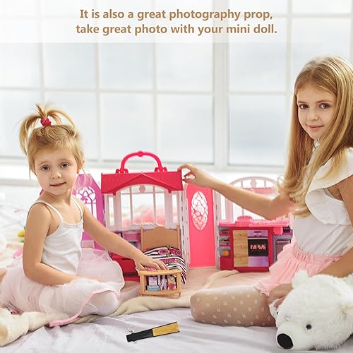 Miniatura 4 de jojofuny Mini ventilador plegable, 3 piezas, accesorios para casa de muñecas, ventiladores de mano de papel en miniatura, ventilador plegable