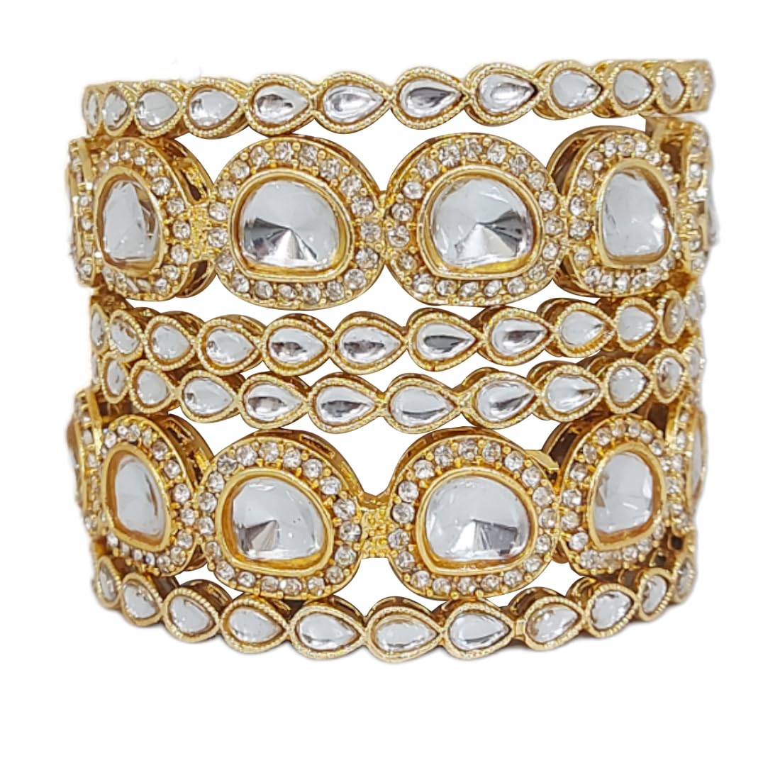 CHRISHAN Gold Plated Designer Kada Chudi Kundan Bangle Set For Women And Girls. (Gold, 2.10) (B0CS6KCDX4) Amazon Price History, Amazon Price Tracker