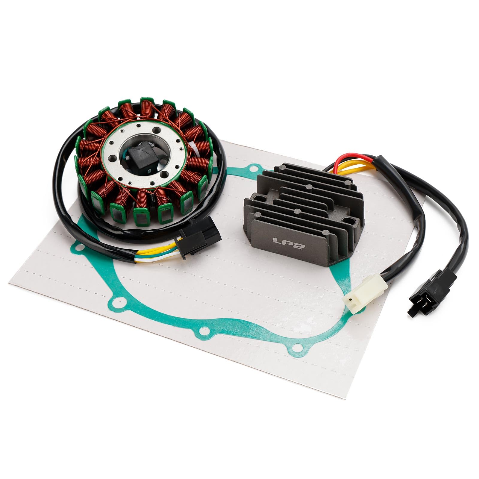 Magneto Stator + 2-Plug Voltage Rectifier + Gasket für Suzuki SV650 SV650S 99-02
