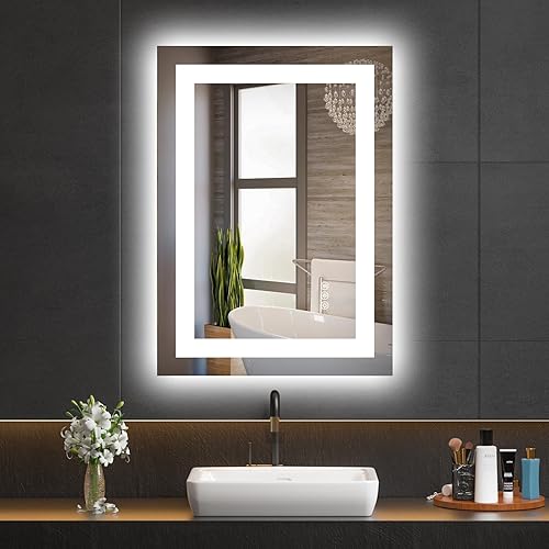 Miniatura 24 de Espejo de baño LED de 40 x 32 pulgadas con luces, antiniebla, regulable, retroiluminado + iluminado frontal, espejo inteligente de tocador de baño