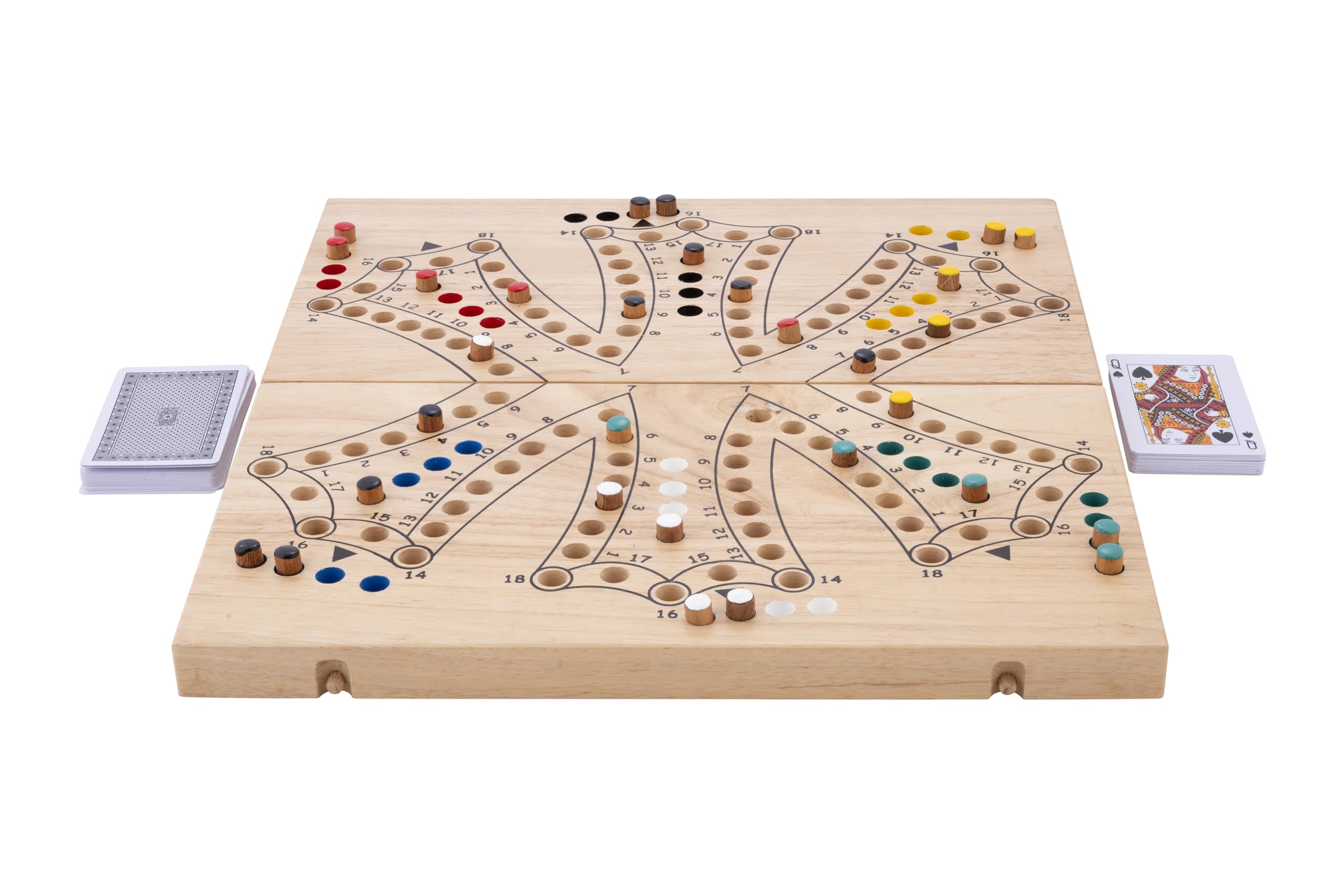 Engelhart - 350264 - Juego de Tock XL de Madera con Estuche Plegable de Caucho – 6 Jugadores – Juego Tradicional Canadiense – Juego con Cartas – Desde 6 años