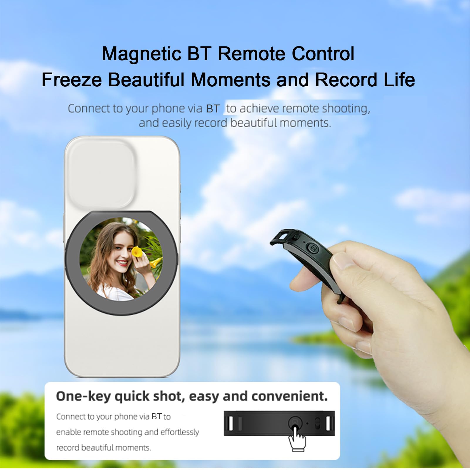 Fockety Telefon Magnetyczny Ekran Selfie Selfie, 2.1in Telefon Selfie Monitor Screen Bezprzewodowy BT Pilot Pilot za pomocą Tylnej Kamery na żywo do Selfie Vlog