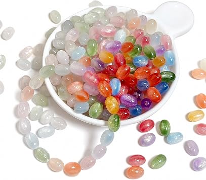 100pcs 11 * 8mm UV Oval Loose Beads Bulk, Color Changing Cat Eye Stone Beads for Jewelry Making, Colorful Unique Sunlight Sensitive Spacer Bead for DIY Bracelet Necklace Keychians Crafts