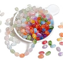 100pcs 11 * 8mm UV Oval Loose Beads Bulk, Color Changing Cat Eye Stone Beads for Jewelry Making, Colorful Unique Sunlight Sensitive Spacer Bead for DIY Bracelet Necklace Keychians Crafts