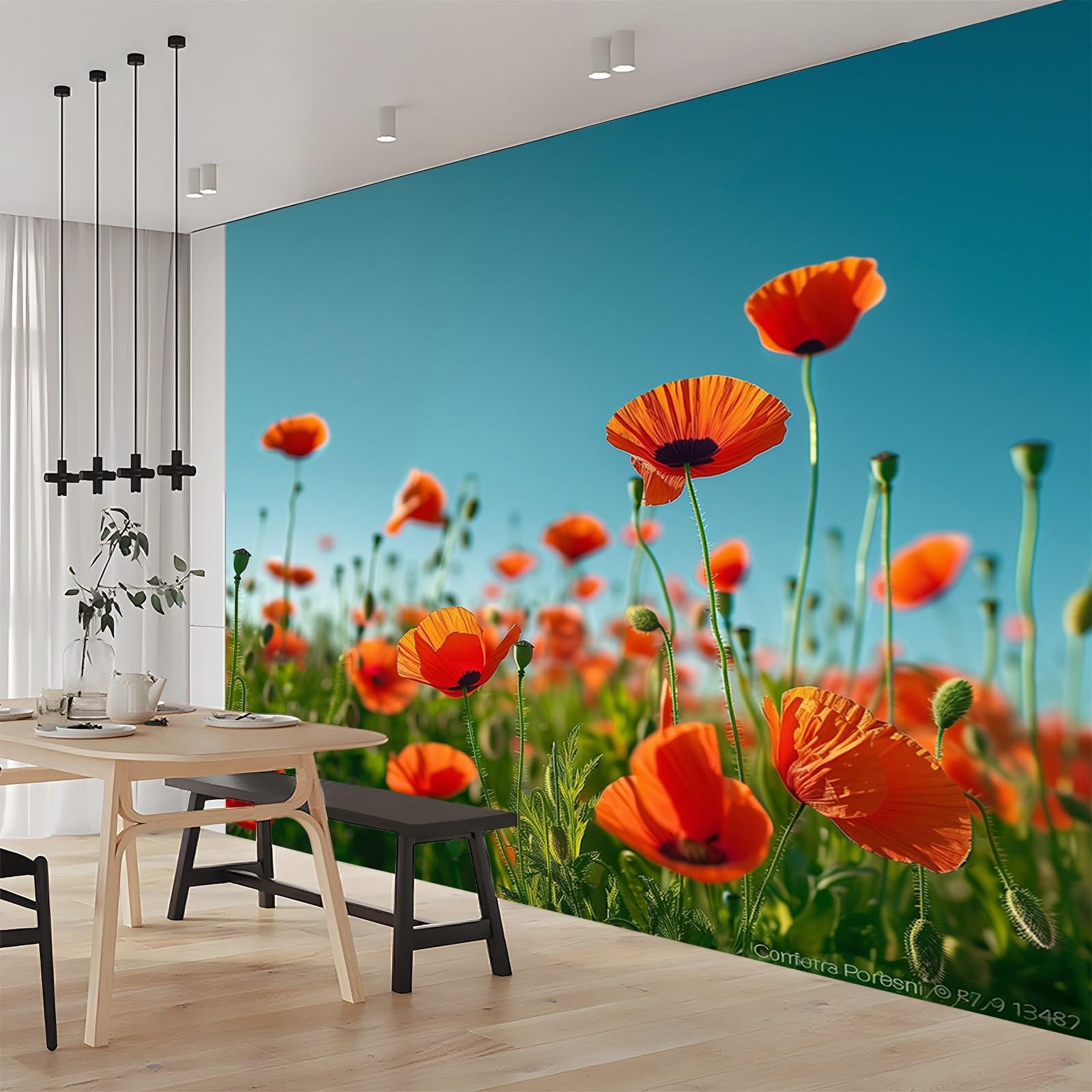 Papier peint panoramique pour agrandir une petite pièce et illuminer le salon