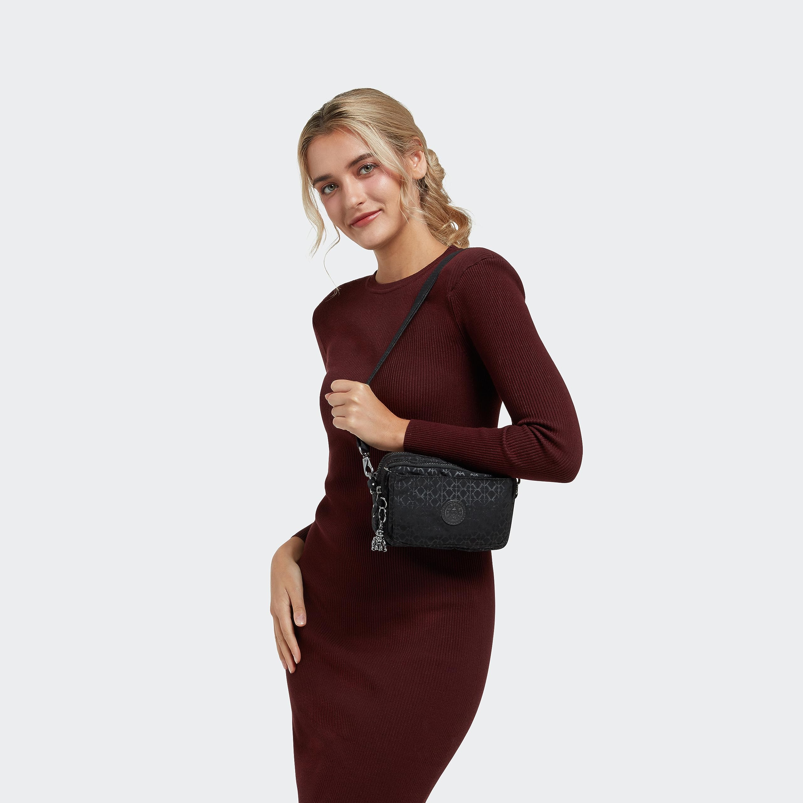 Kipling Abanu - Bolso Cruzado Convertible con Estampado múltiple, Firma Emb, 7.5''L x 5''H x 3.3''D