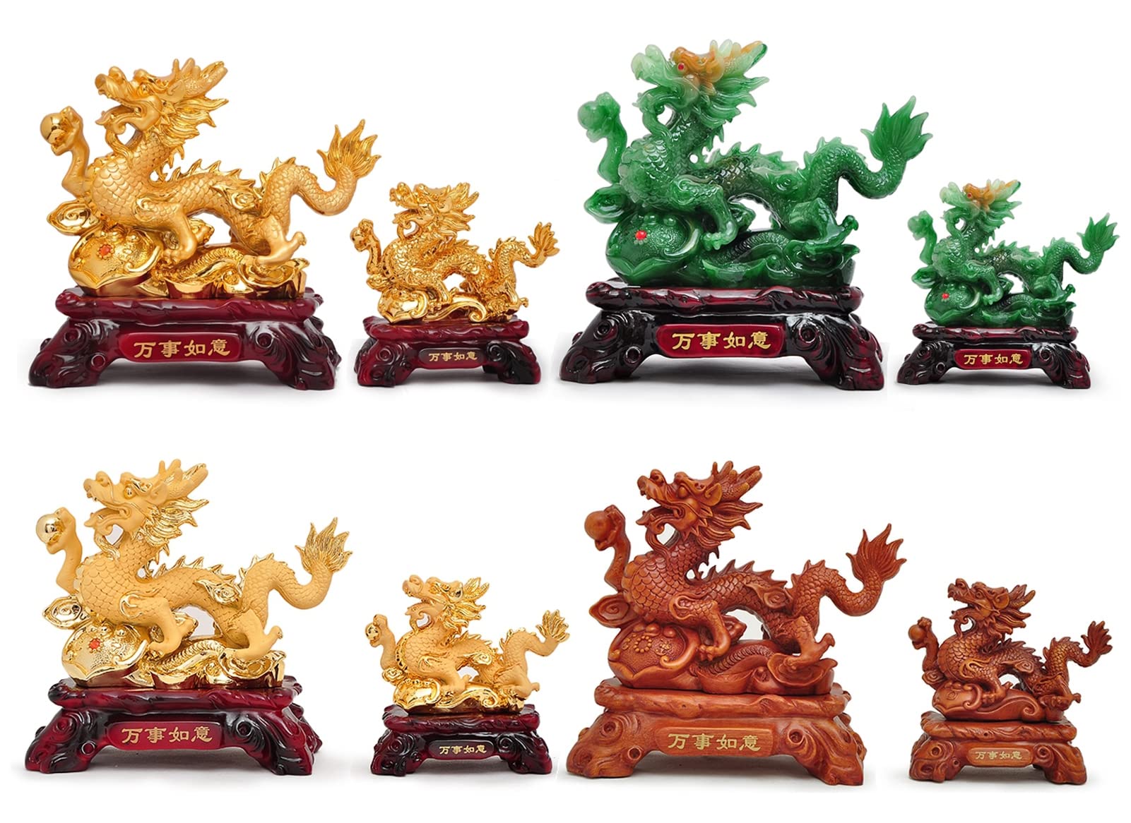 Feng Shui Geld Glück Glücklicher Vermögen Reichtum Chinesische Drache Statue Münze Home Büro Dekoration Tischtischornamente Gute Glücksgeschenke, Harz,Gold,20 * 10 * 20cm