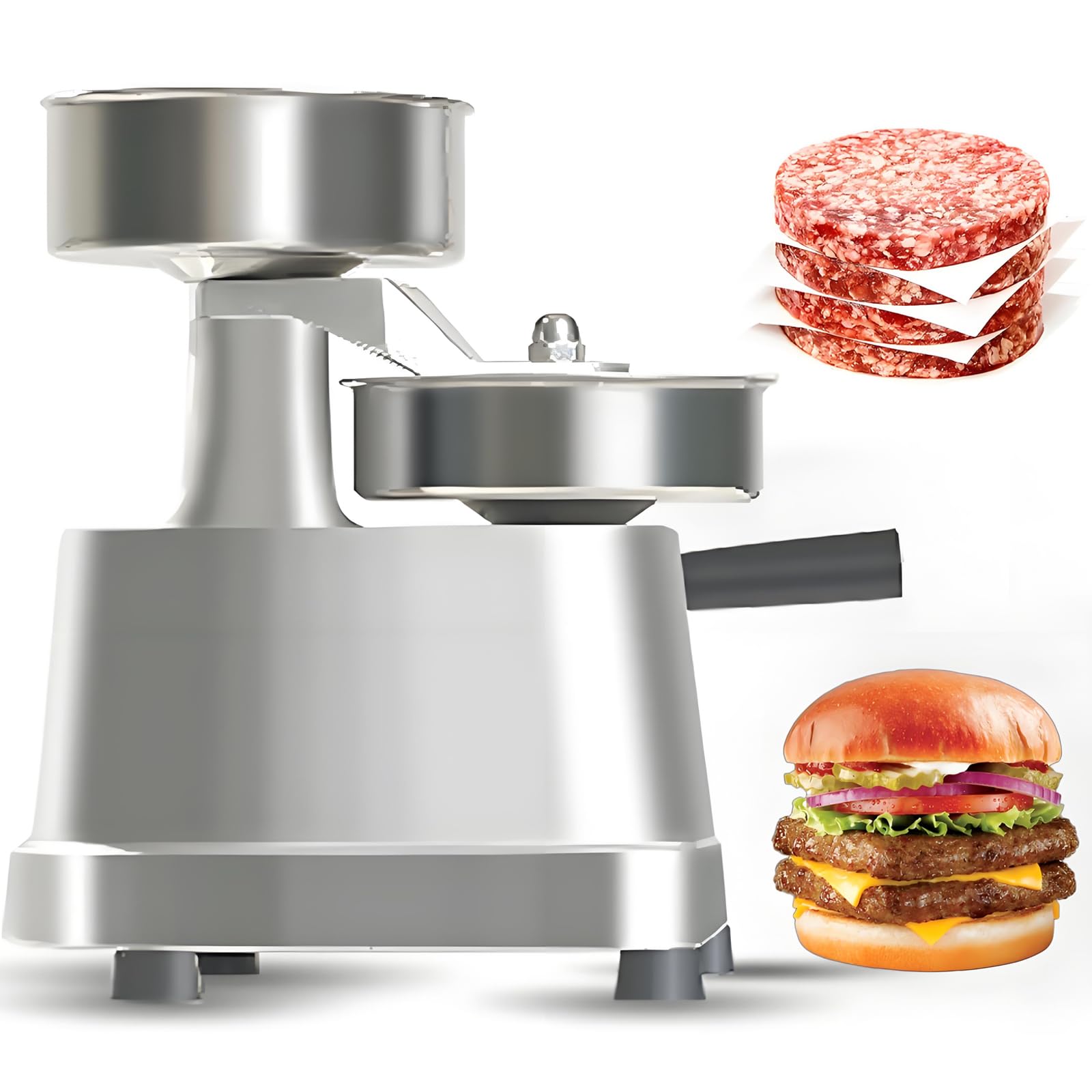 Prensa de hamburguesas de acero inoxidable con 500 papeles de cera y 100 guantes, máquina formadora manual de hamburguesas para restaurantes de comida rápida