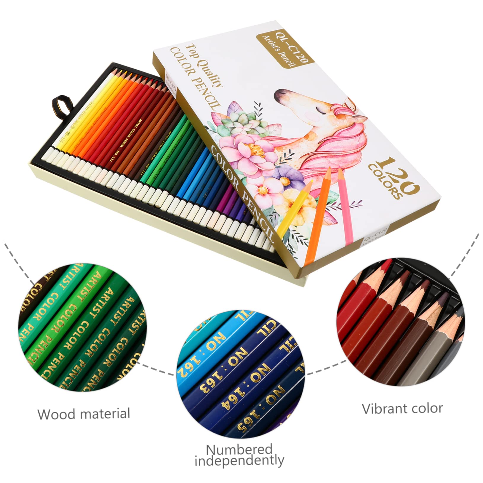 Juego de Lápices de Artista 120 Colores para Adultos, Caja Profesional