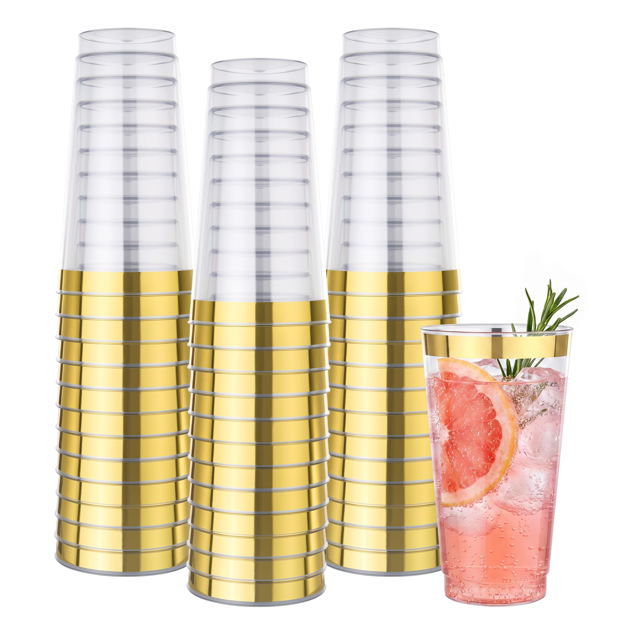 Goodluck 100PCS 9oz Gold Plastic Cups for Party, Disposable Gold Rim Cups — Amazon image 18