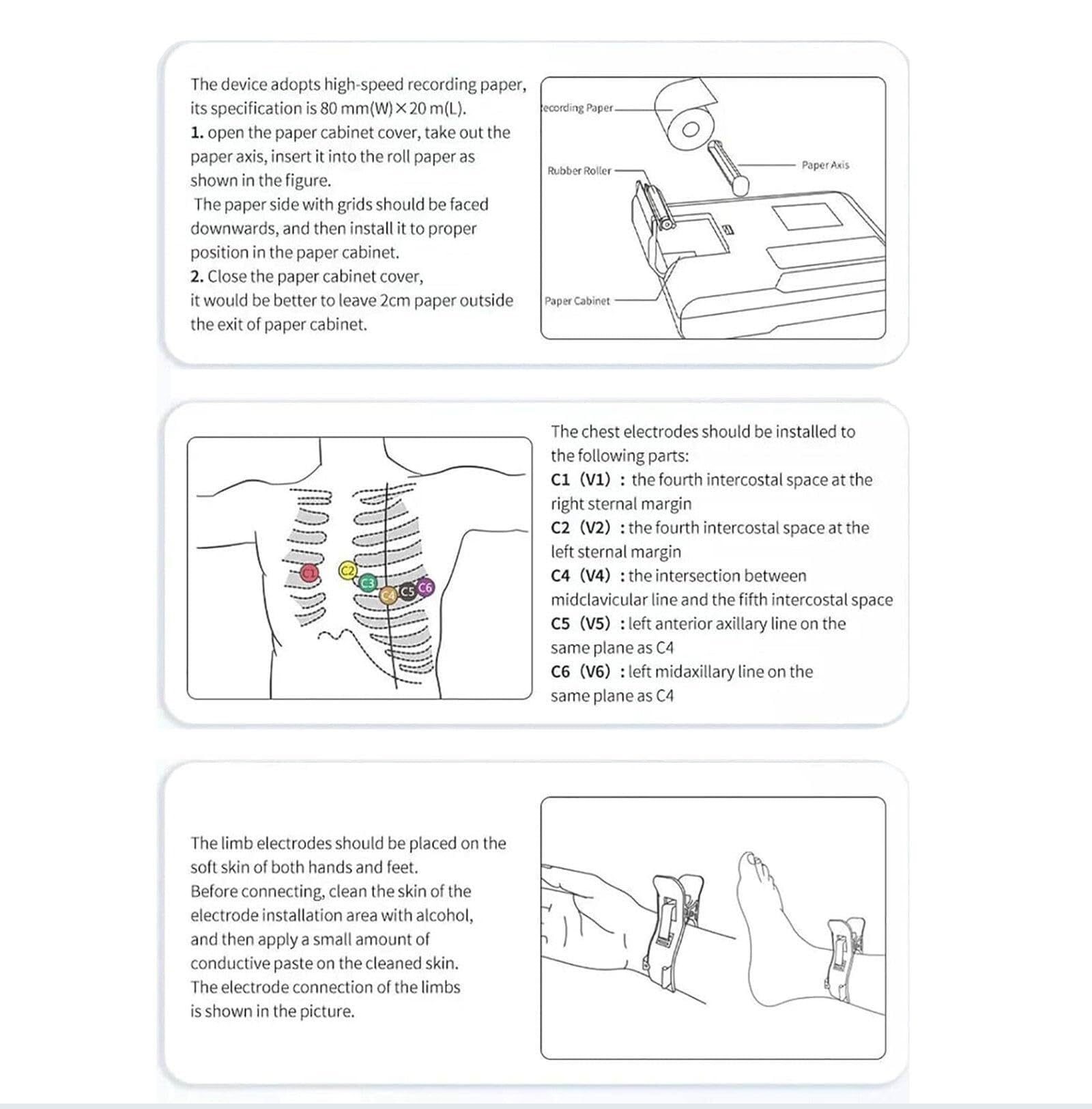 Monitor portatile di elettrocardiogramma con il touch screen LCD a 7 pollici, macchina di 12 cavi ECG per il monitoraggio di salute del cuore
