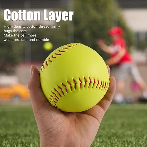 Miniatura 3 de Softballs 12 pulgadas práctica deportiva paquete de 4 unidades oficiales tamaño y peso de softbol de práctica rápida Softbol bola de entrenamiento