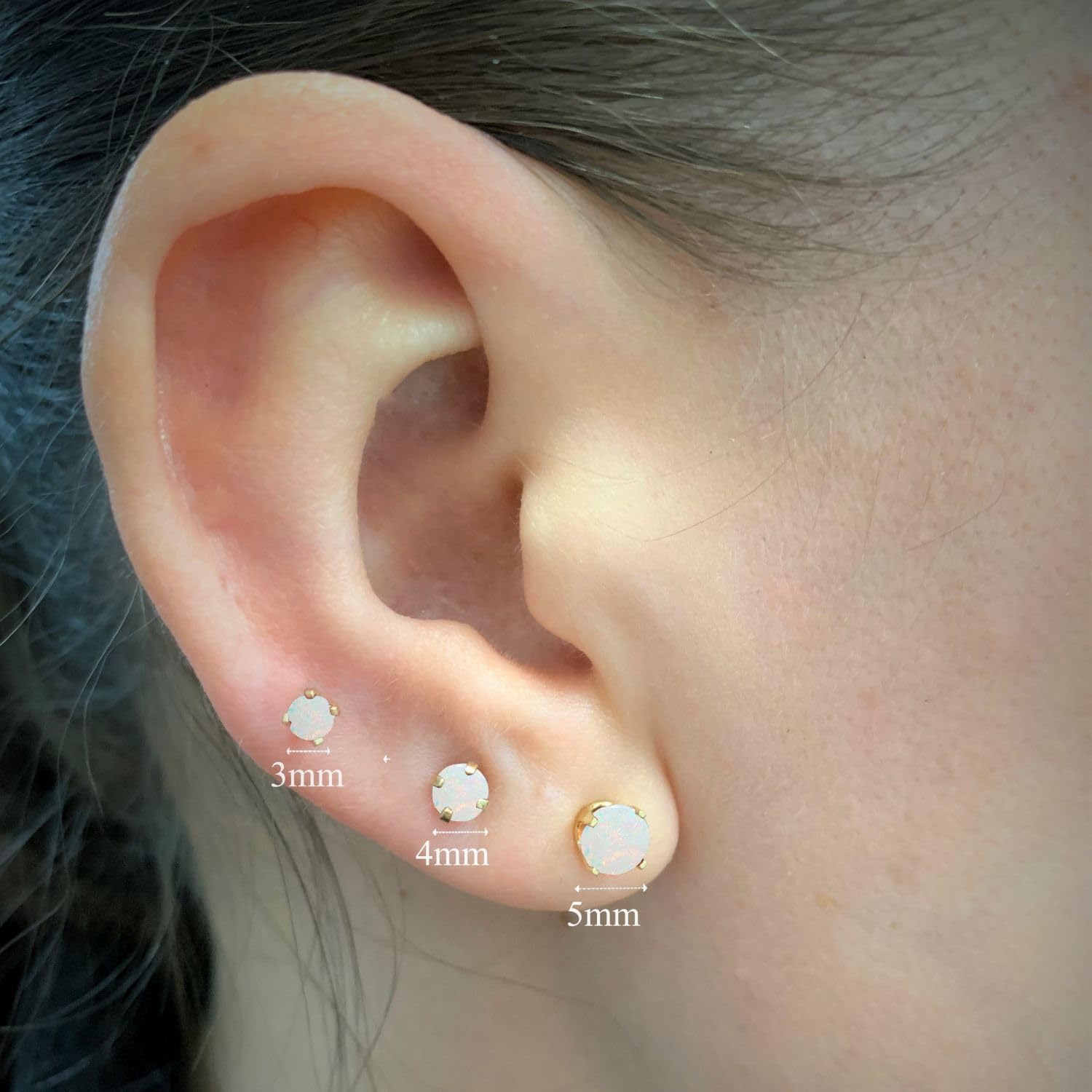 Natural Birthstone Stud Earrings for Women in 14K White or Yellow Gold, Round Gemstone Post Earrings with Push Back, 3mm/4mm/5mm Birthstone by Lavari Jewelers