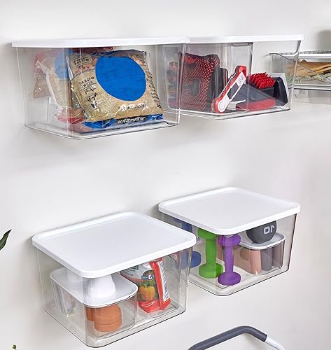 Miniatura 2 de iDesign The Wallspace Collection - Contenedor de almacenamiento con tapa y soporte de pared, 12 x 12 x 8 pulgadas, contenedor transparente