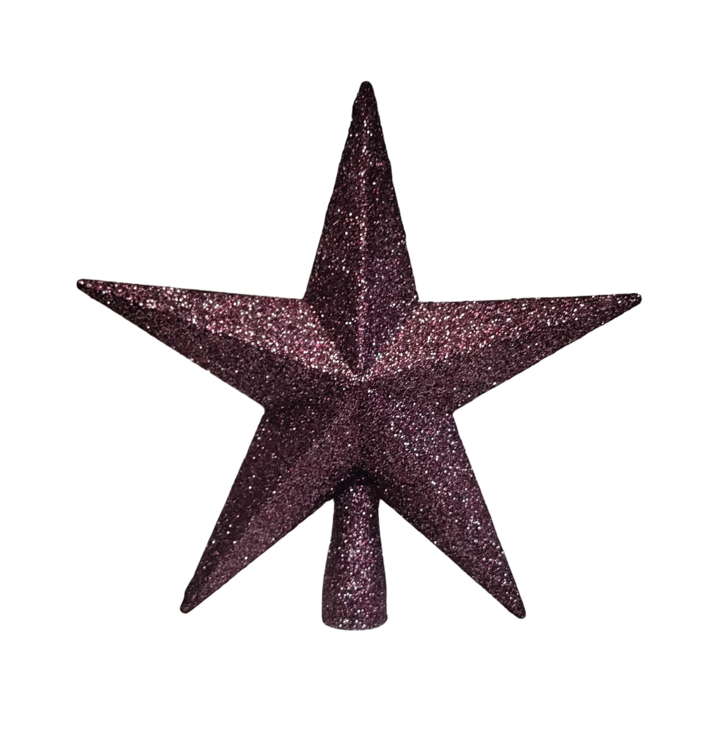Premier Purple Christmas Tree Topper Star - Plum Christmas Tree Decoration - 20Cm Glitter Finish Star Tree Topper - Christmas Tree Topper.