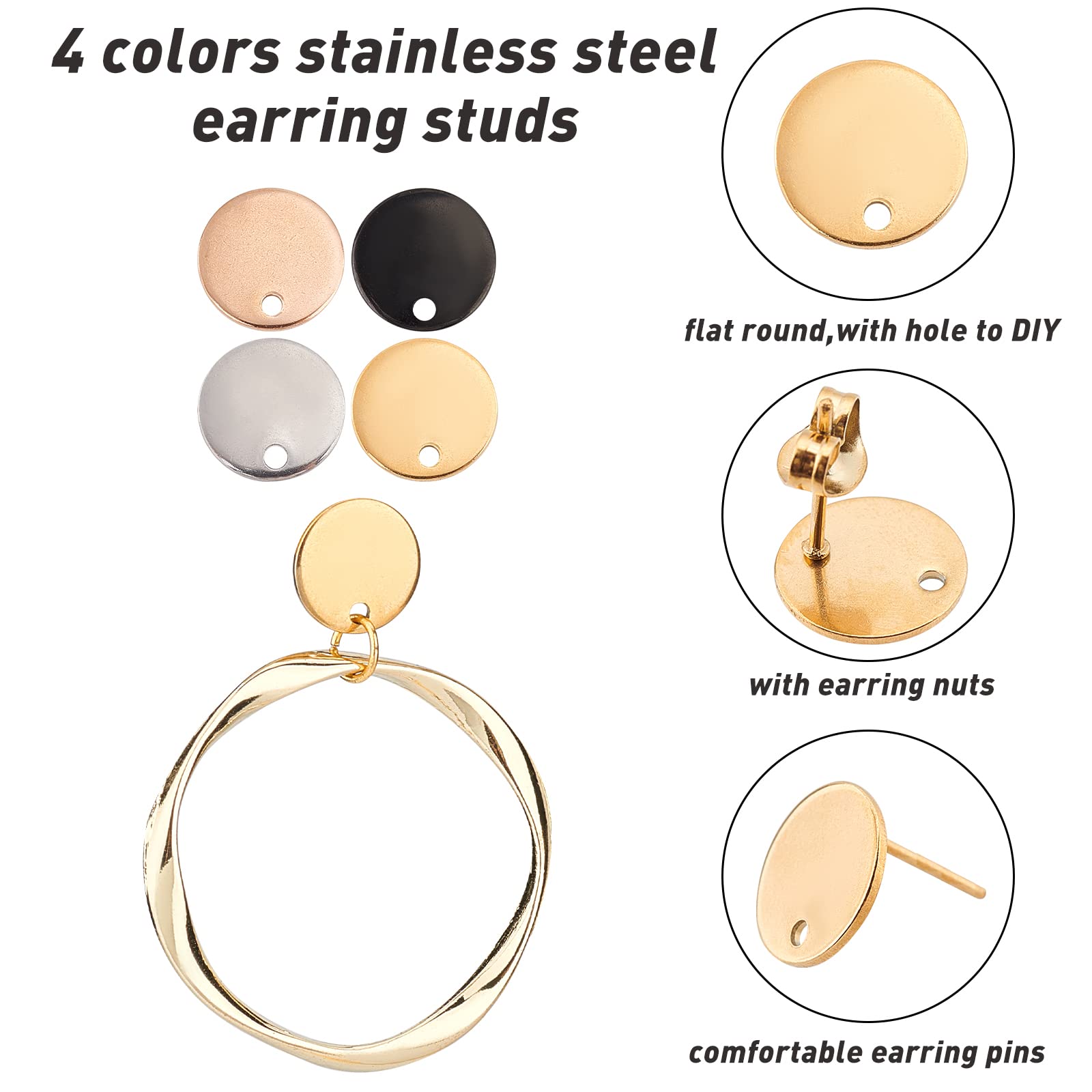 20 Boucles D'Oreilles Feuille En Acier Inoxydable - DIY Bijoux - Création Artisanale