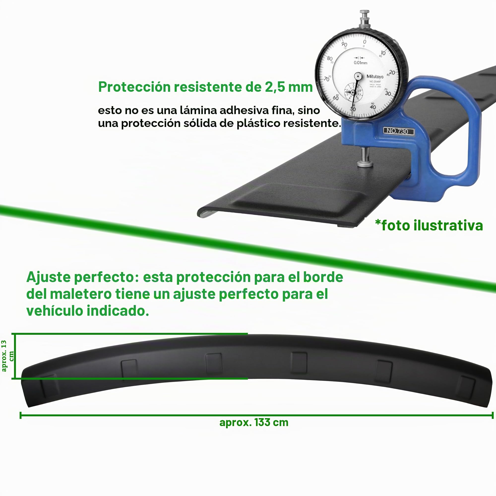 RECAMBO Protector de parachoques de plástico ABS – compatible con VW Caddy III/2K 2C / año de fabricación 2003 – 2015 – resistente y ajuste perfecto – protección óptima para el parachoques