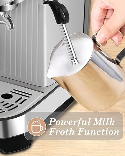 Miniatura 4 de Máquinas de café expreso de 20 barras con pantalla táctil LED, temperatura ajustable (185  203 F) Temporización (25  60 s), cafetera compacta de