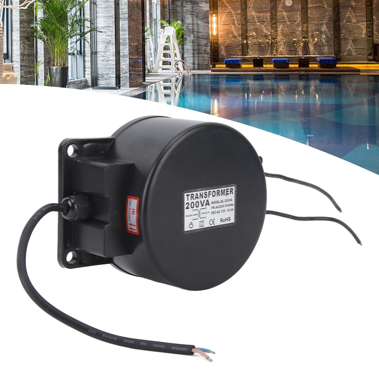 KWODE 105W Pool Lighting, Transformer, 230V AC to 12V AC, Low Voltage Transformer, IP67, Pool Lighting Ring Transformer, Landscape Fountain Lighting