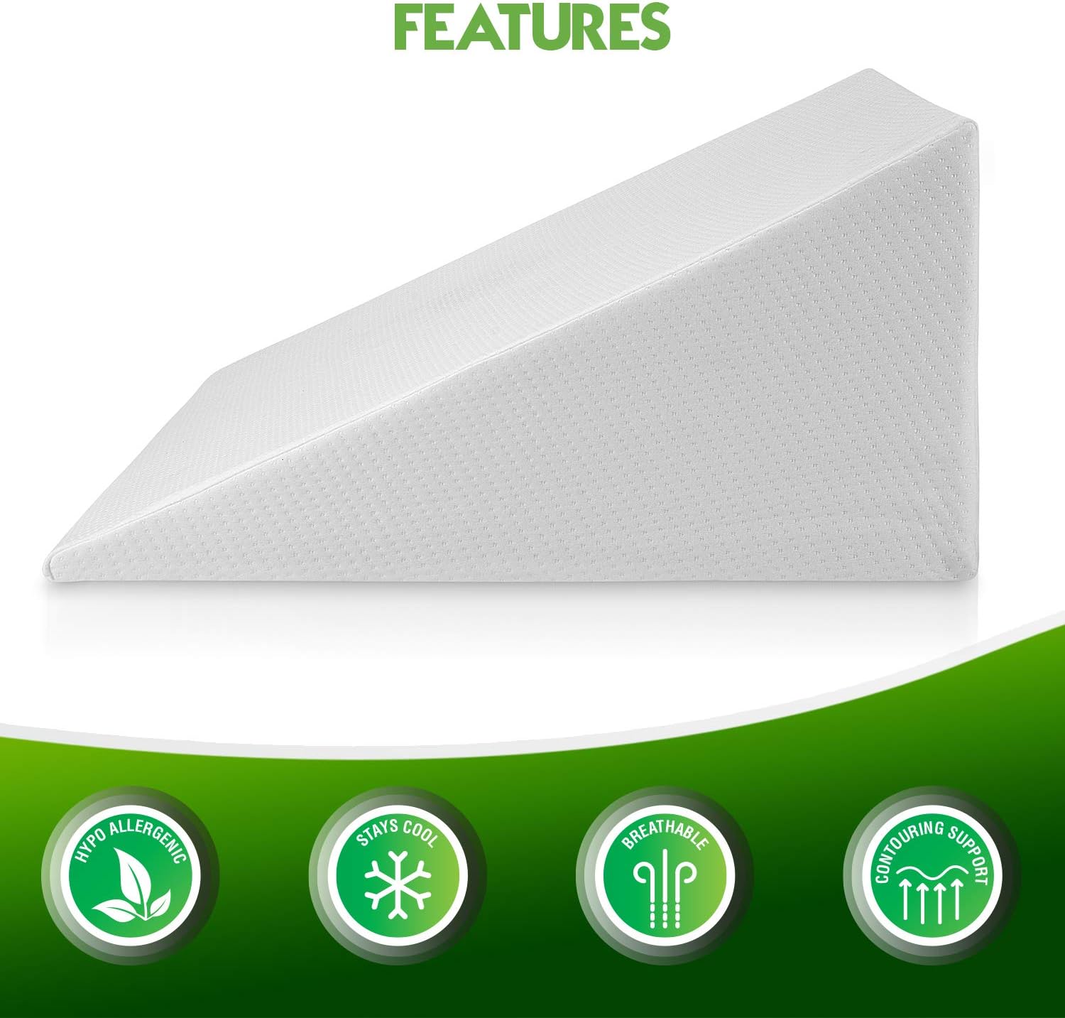 Frее Shірріng 🛒 Abco Bed Wedge Pillow for Sleeping - Memory Foam Top - Reduce Neck & Back Pain, Snoring, Acid Reflux, Respiratory Problems - Ideal for Sleeping, Reading, Rest, Elevation - Washable Cover - 12in