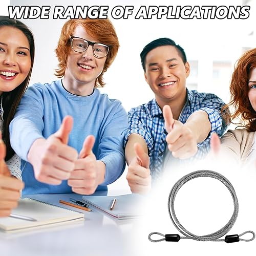 Miniatura 4 de Cable Lock - Cable de seguridad de acero inoxidable de 18 pulgadas, 6 pies, color negro, para bloqueo de equipaje, cables de acero flexible, cuerda