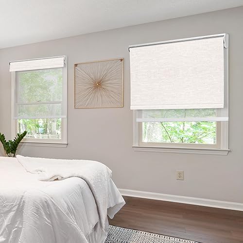 Vista 32 de Persiana enrollable doble día y noche persianas de ventana dobles Blackout y filtrado de luz Tela personalizada de tamaño personalizado Tela