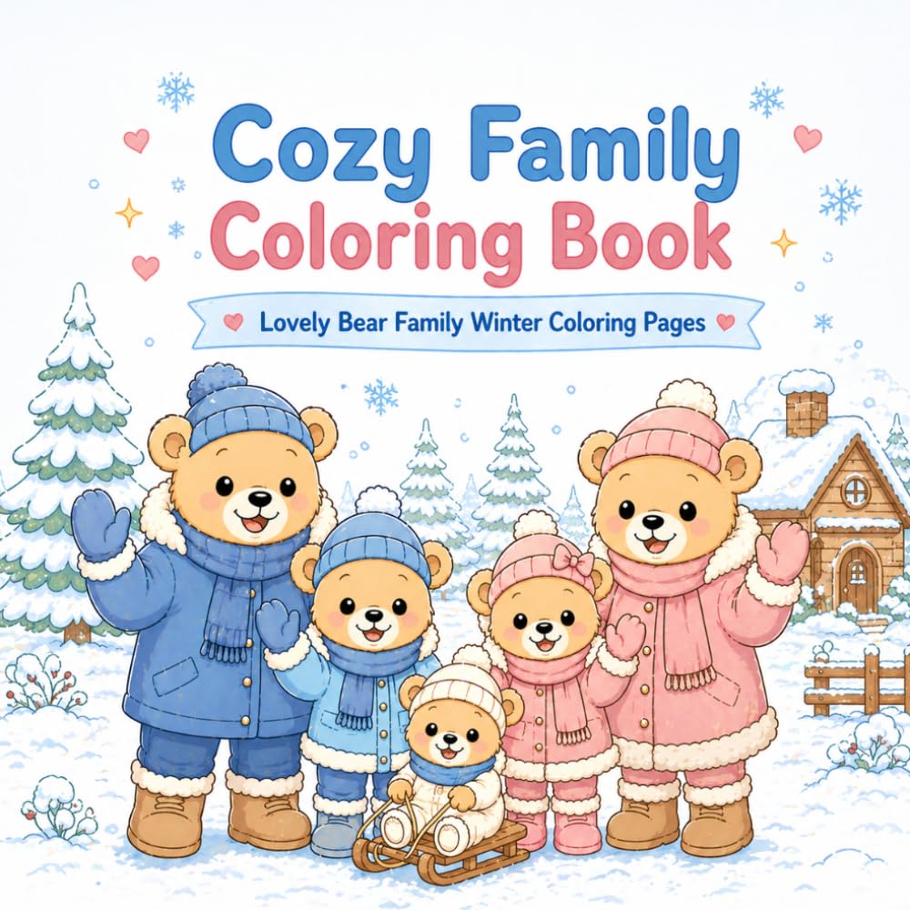 Cozy Family Coloring Book: Cute & Relaxing Bear Family Winter Coloring Pages (Cozy Coloring Books)