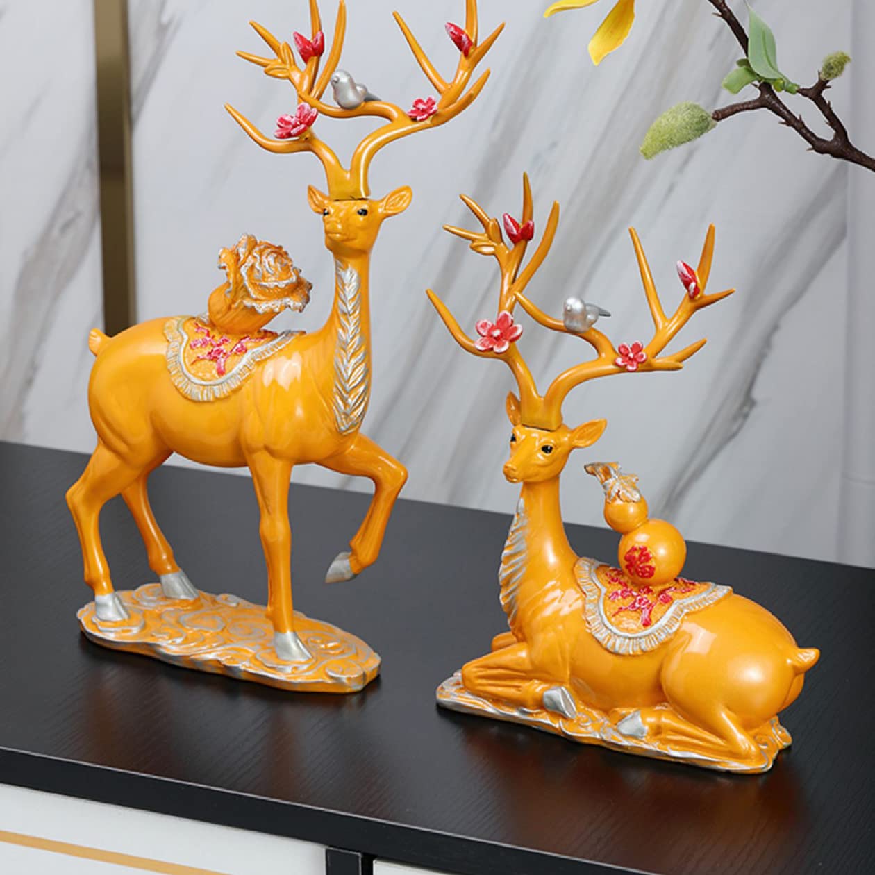 Amazon.co.jp: 北欧の工芸品 鹿 2匹セット タイプ おきもの 置き物