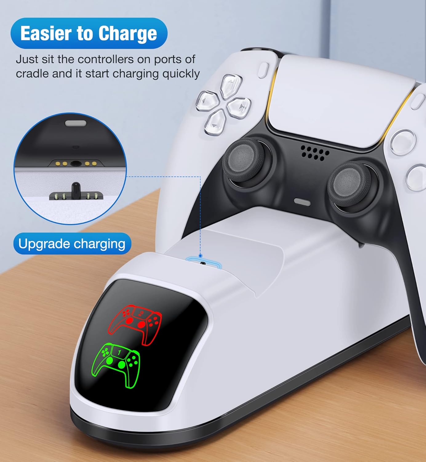 PS5 Controller Charging Station for Playstation 5 Dualsense Controller with Dual Stand Charger Dock, Upgrade PS5 Controller Charger Accessories Incl. Fast Charging Cable, PS5 Charging Station White : Video Games