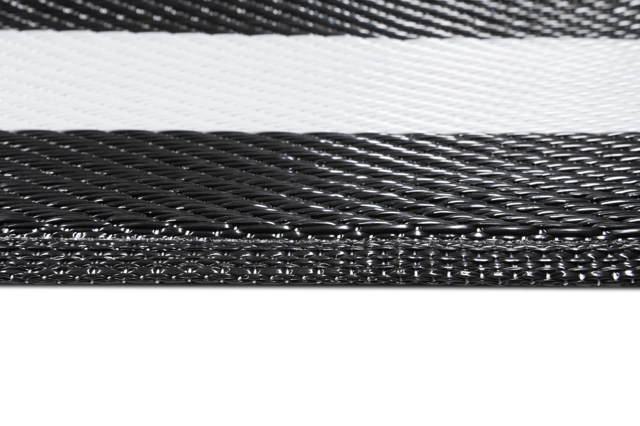 TAPISO Ibiza Teppich Outdoor Zweiseitig Wendbar Wasserdicht Resistent Streifen Zebra Weiß Schwarz Picknick Strand Garten ÖKO-TEX 120 x 180 cm