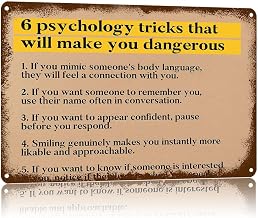 Vintage Metal Sign Psychology Tricks Logo,Text Art Poster Home Wall Decor, Suitable For Walls, Doors, And Fences，Aluminum Printed Plaque 8×12Inch