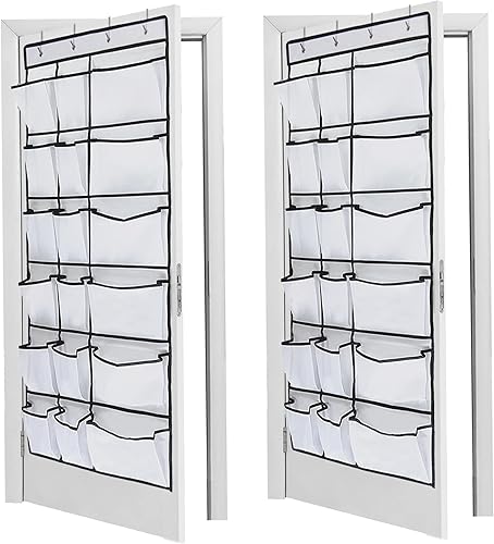 VEEBELL Organizador de zapatos para colgar sobre la puerta 18 bolsillos de malla organizador de zapatos para armario dormitorio baño despensa