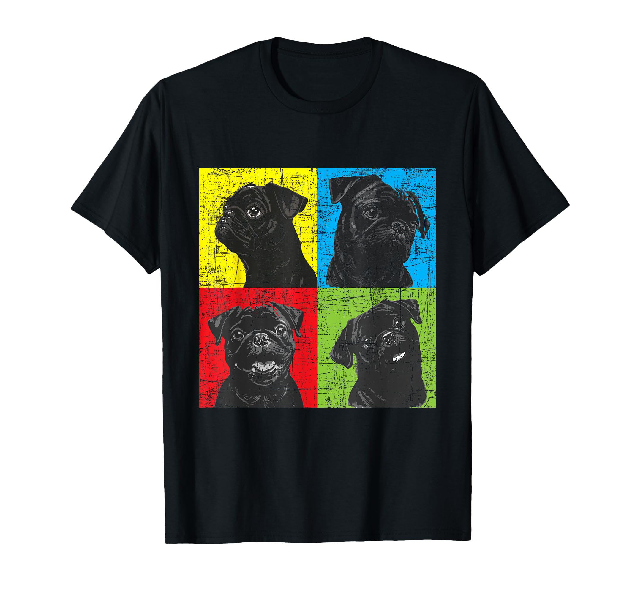 Colorful Pug Face Portrait - Dog Lover Puppy Pet Owner T-Shirt