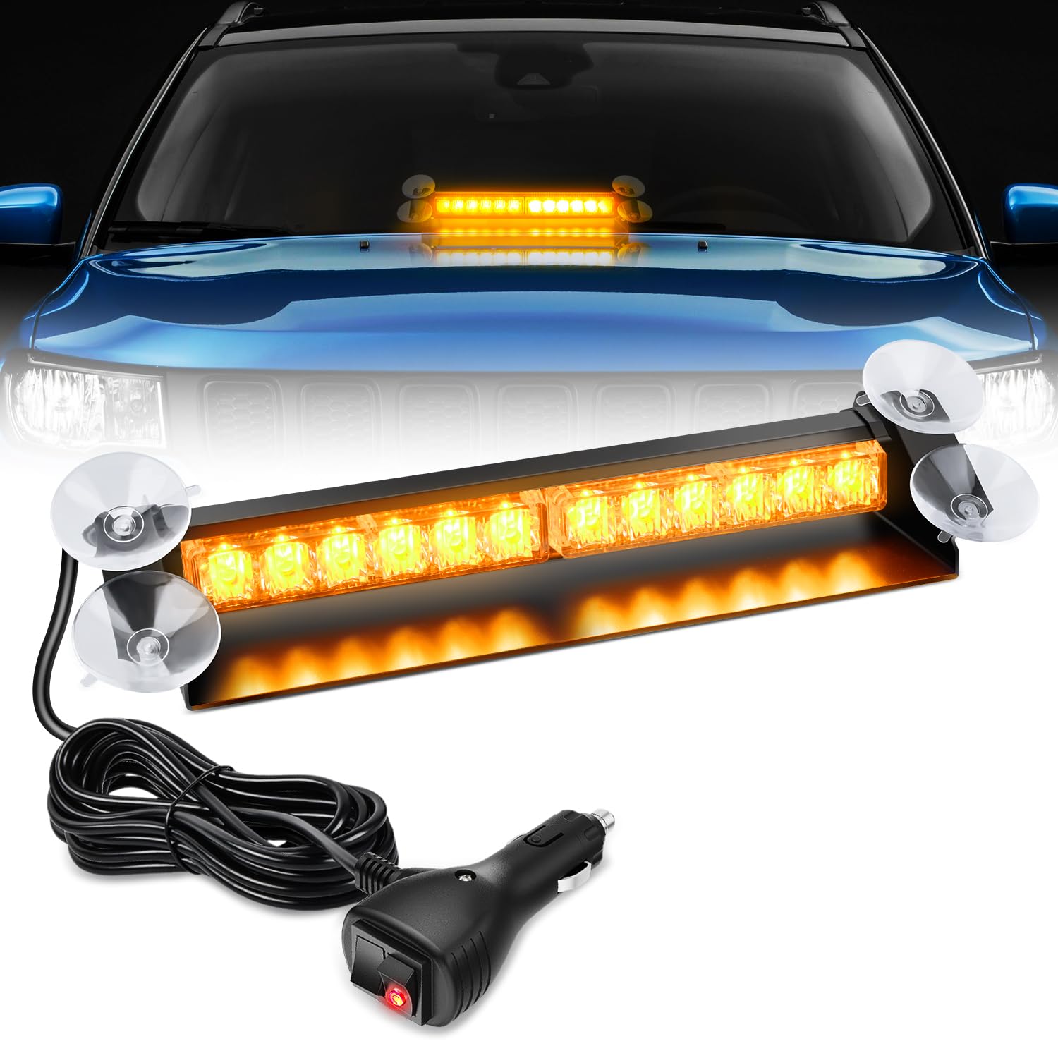 Nilight 12LED Traffic Advisor Strobe Light Bar Amber Hazard Safety