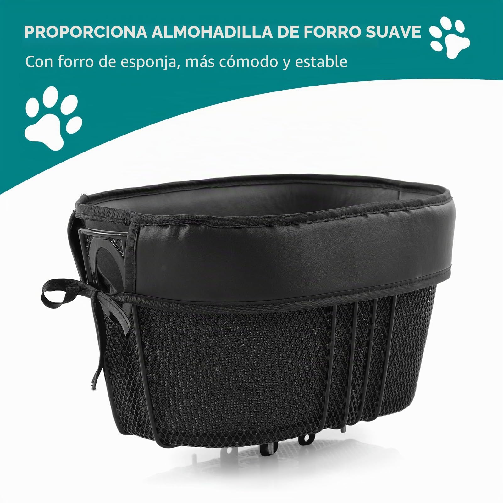 Tyenaza Cesta de Bicicleta para Perro, Cesta para Mascotas para Bicicleta, Barra Transversal Delantera sobre el Sillín Canasta de Bicicleta Plegable, para Llevar Mascotas, Compras(Mountain Bike)