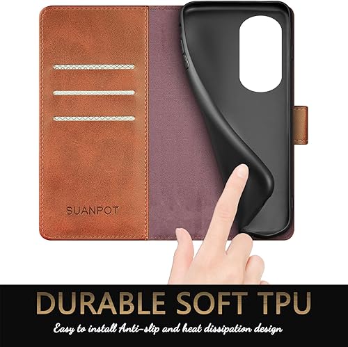 Miniatura 10 de SUANPOT Funda tipo cartera para Moto Edge 2022 5G con bloqueo RFID, tarjetero de crédito, funda protectora de piel sintética con tapa para mujeres y
