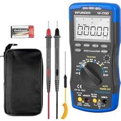 Multimetro Bosch Multímetro Digital INFURIDER YF-770D 40000 Cuentas Automático Prueba de hFE Voltaje, Corriente, Resistencia, Capacitancia, Temperatura con Retroiluminación Automática