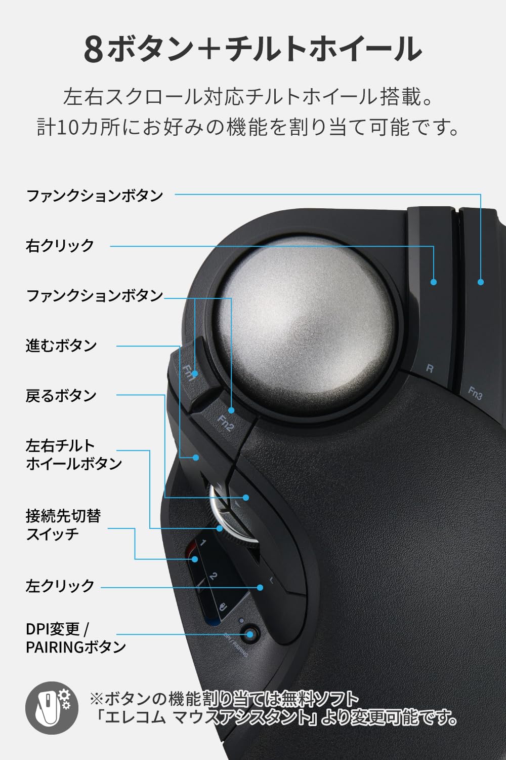 Amazon.co.jp: エレコム トラックボールマウス HUGE PLUS 静音