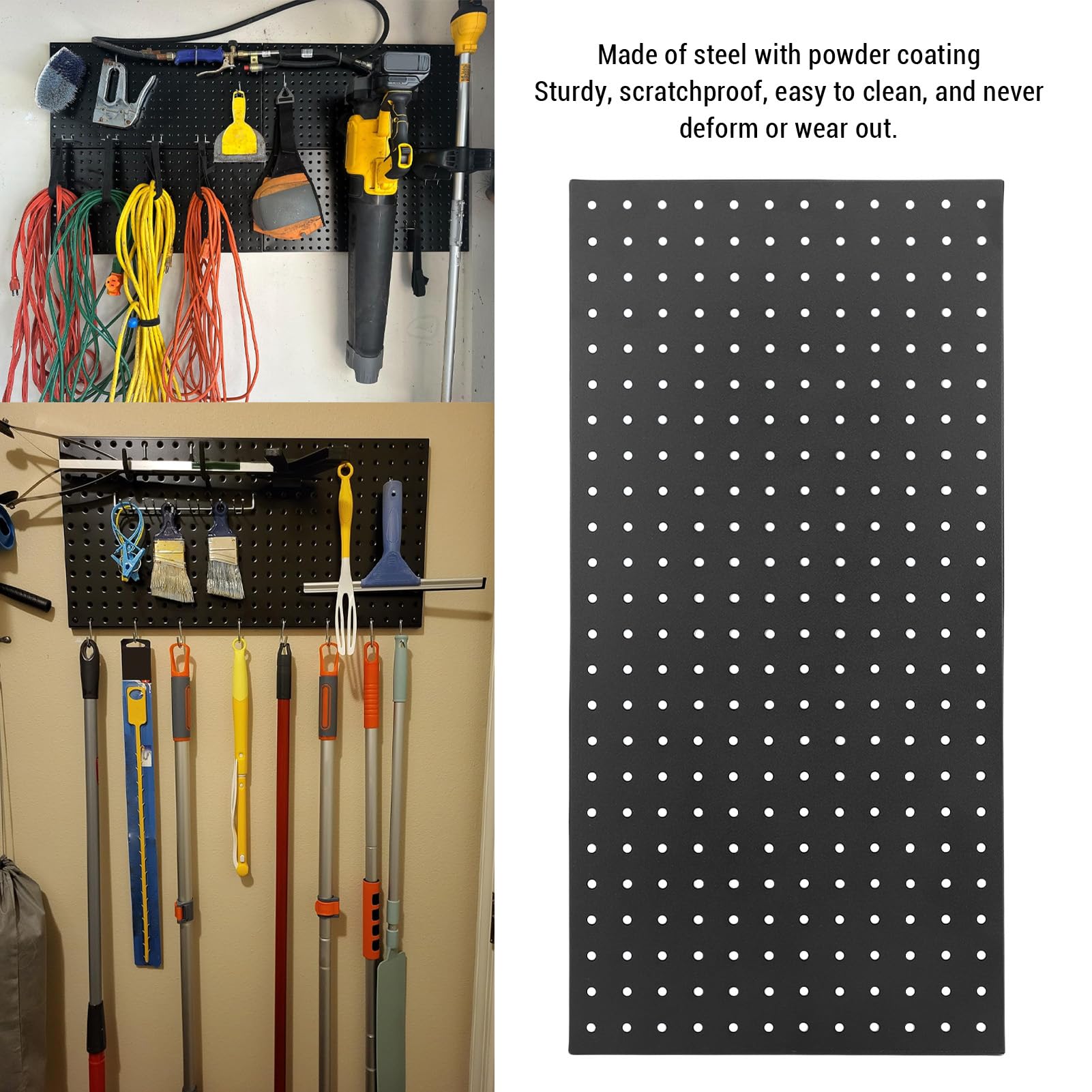 2 Panneaux Perforés En Métal 60x30 Cm – Organisateur Mural Pour Outils, Garage, Atelier | Compatible Crochets Standard, Charge 130 Lbs
