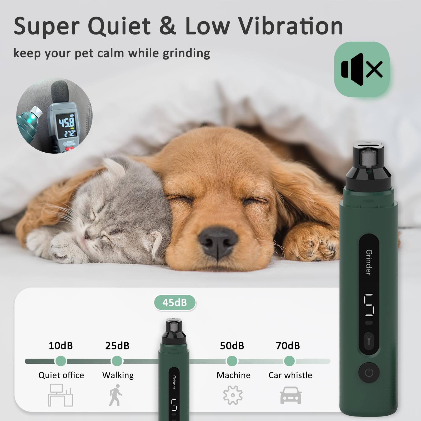 SUPERFA Electric Dog Nail Grinder With Dust Proof, 5 Speed Silent Dog Nail Trimmer with LED Lights - Image 2