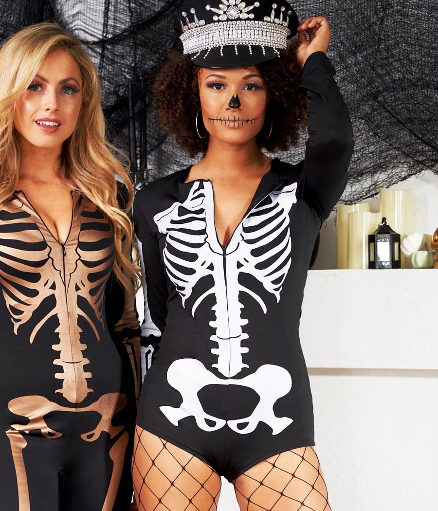 Tipsy Elves' Women's Sexy Skeleton Leotard - Scary Halloween Costume Bodysuit